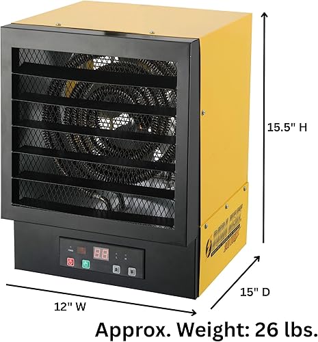 Vista 10 de Dura Heat Calentador eléctrico de techo con cable rígido para garaje con control remoto, 10,000 vatios, 240 voltios, sistema ECO, protección contra
