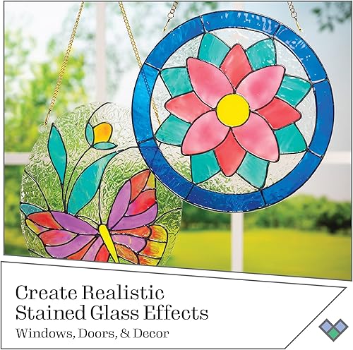 Miniatura 3 de Gallery Glass PROMOGGSTR22 - Kit de iniciación de pintura de vidrieras, juego de 10 piezas que incluye 6 colores, 1 botella de plomo líquido, 2