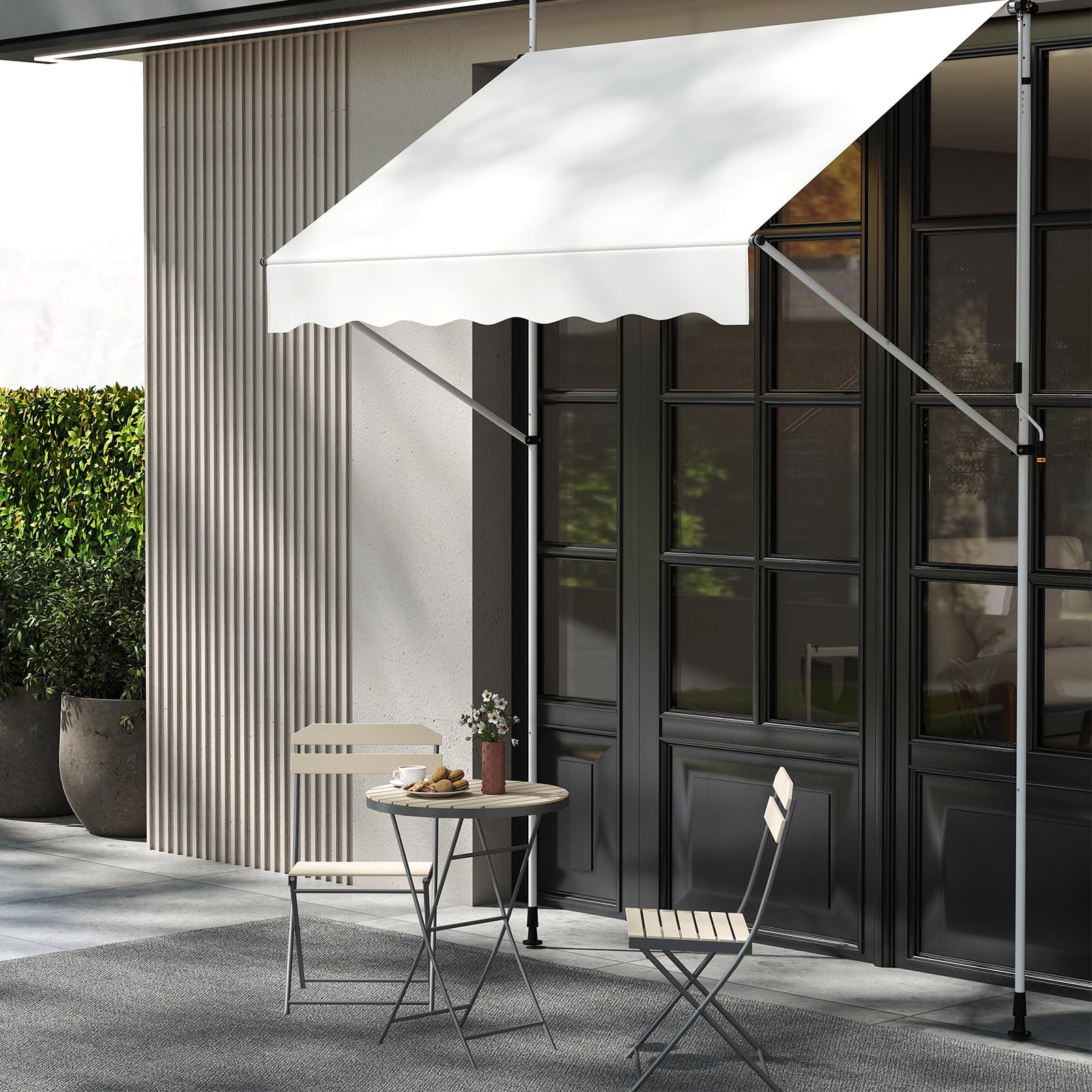 COSTWAY Tenda da Sole a Morsetto, Regolabile in Altezza e Inclinazione con Manovella, Telo Impermeabile e Resistente ai Raggi Solari e Telaio Antiruggine, Tenda Retrattile Senza Foratura (2M,Bianco)