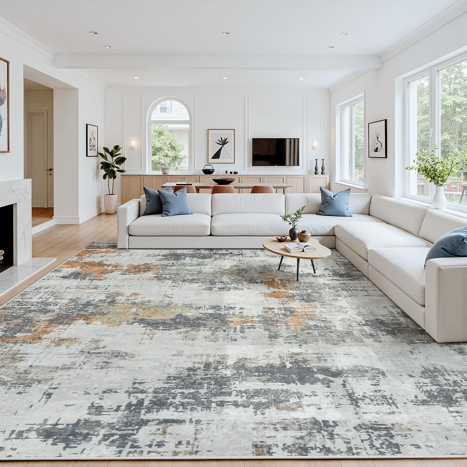 Oriannal Abstract Washable Area Rug