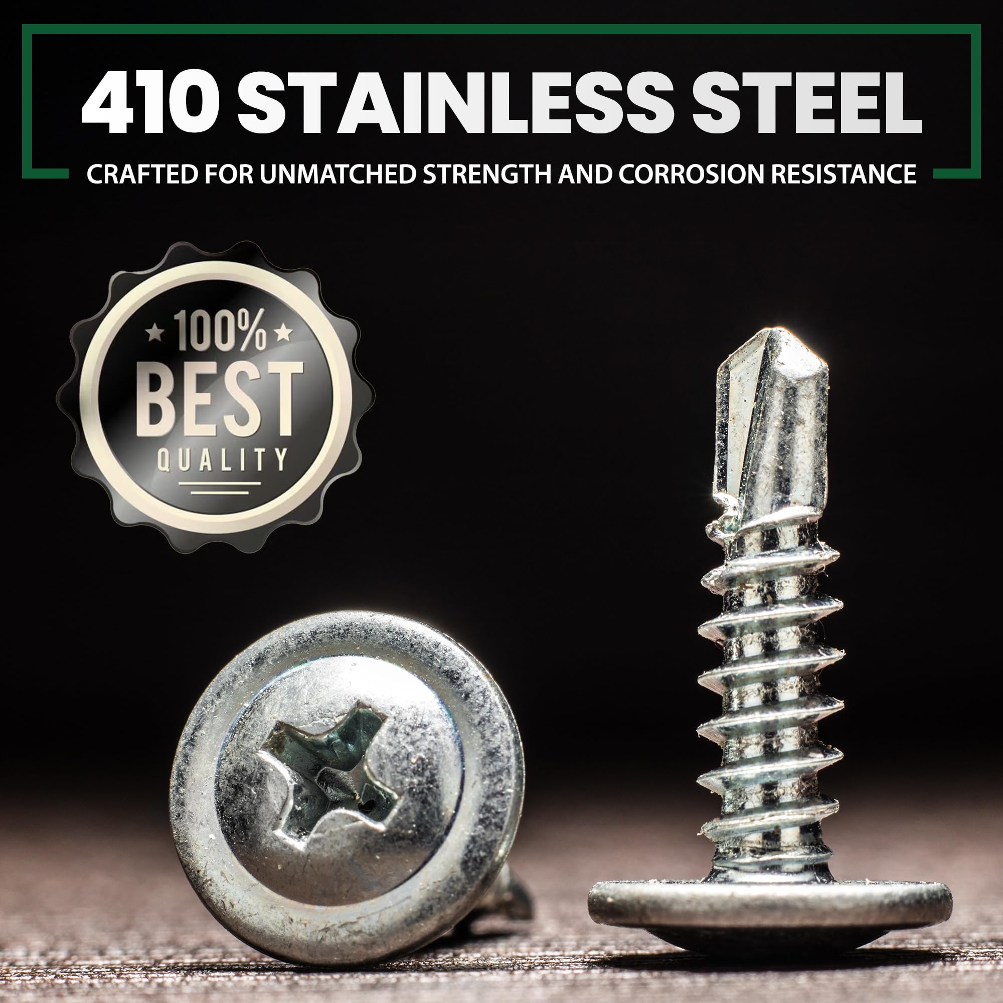 450 viti autofilettanti per metallo, legno e plastica, viti autofilettanti in acciaio inossidabile 410 di alta qualità, include #8 (1/2", 5/8", 3/4", 1", 1-1/4") #10 (1/2", 5/8", 3/4") 2 cm. 5 cm