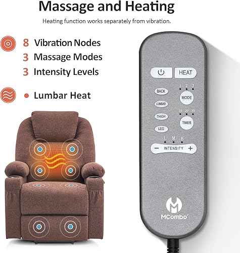 Miniatura 25 de MCombo Silla reclinable pequeña para ancianos, silla elevadora eléctrica pequeña con calor y masaje para personas mayores, portavasos, puertos USB y