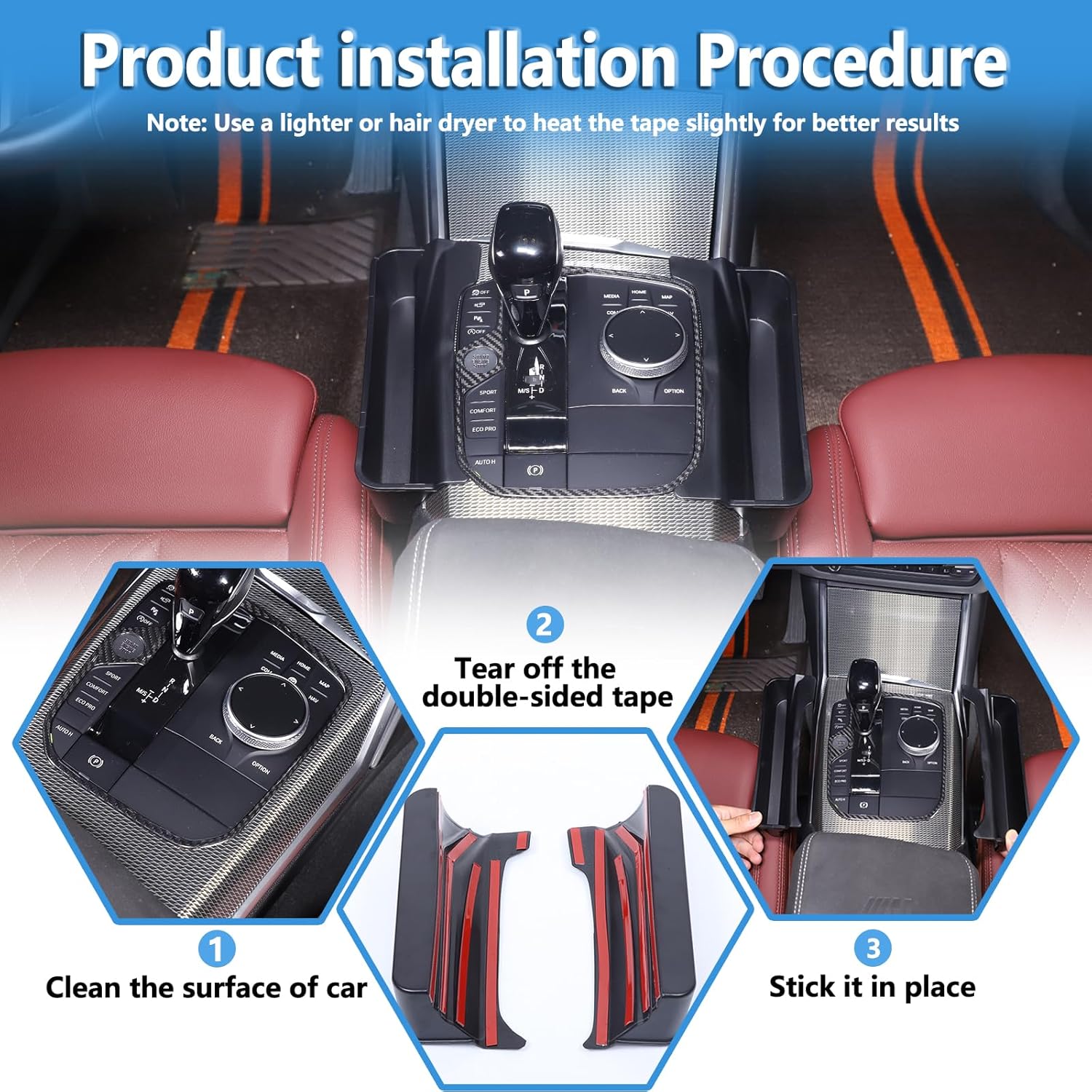 Car Center Console Gear Shift Organizer Tray Compatible with BMW 3 Series G20 G21 2020-2024,Gear Box Storage Box Shift Panel Console Side Pocket Organizer Interior Accessories 2PCS
