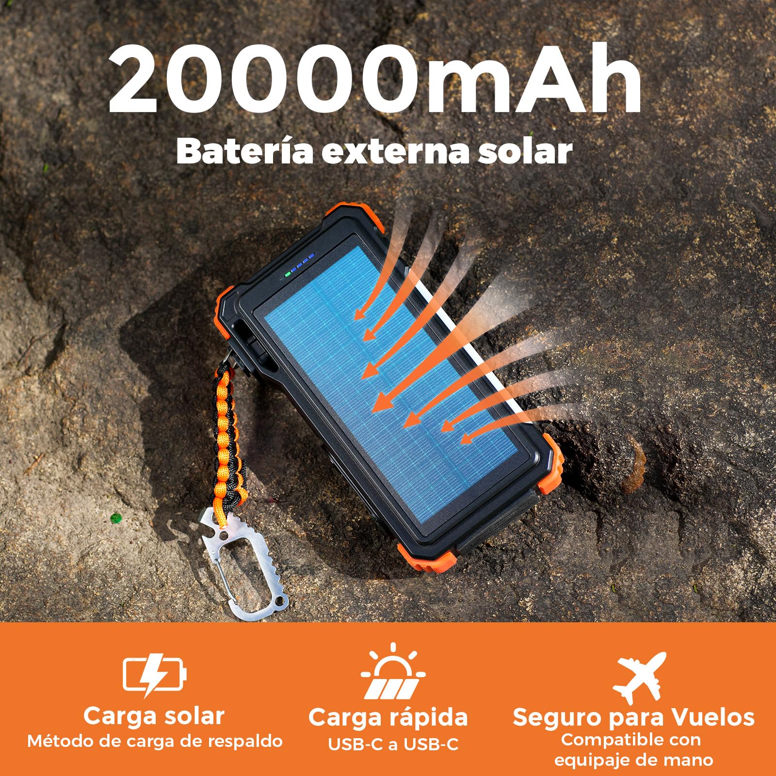 BLAVOR Banco de energía Solar 20000mAh Cargador Solar portátil Panel Solar para Exteriores PD 18W Carga rápida con Paneles solares Plegables Banco de energía para teléfonos móvile USB