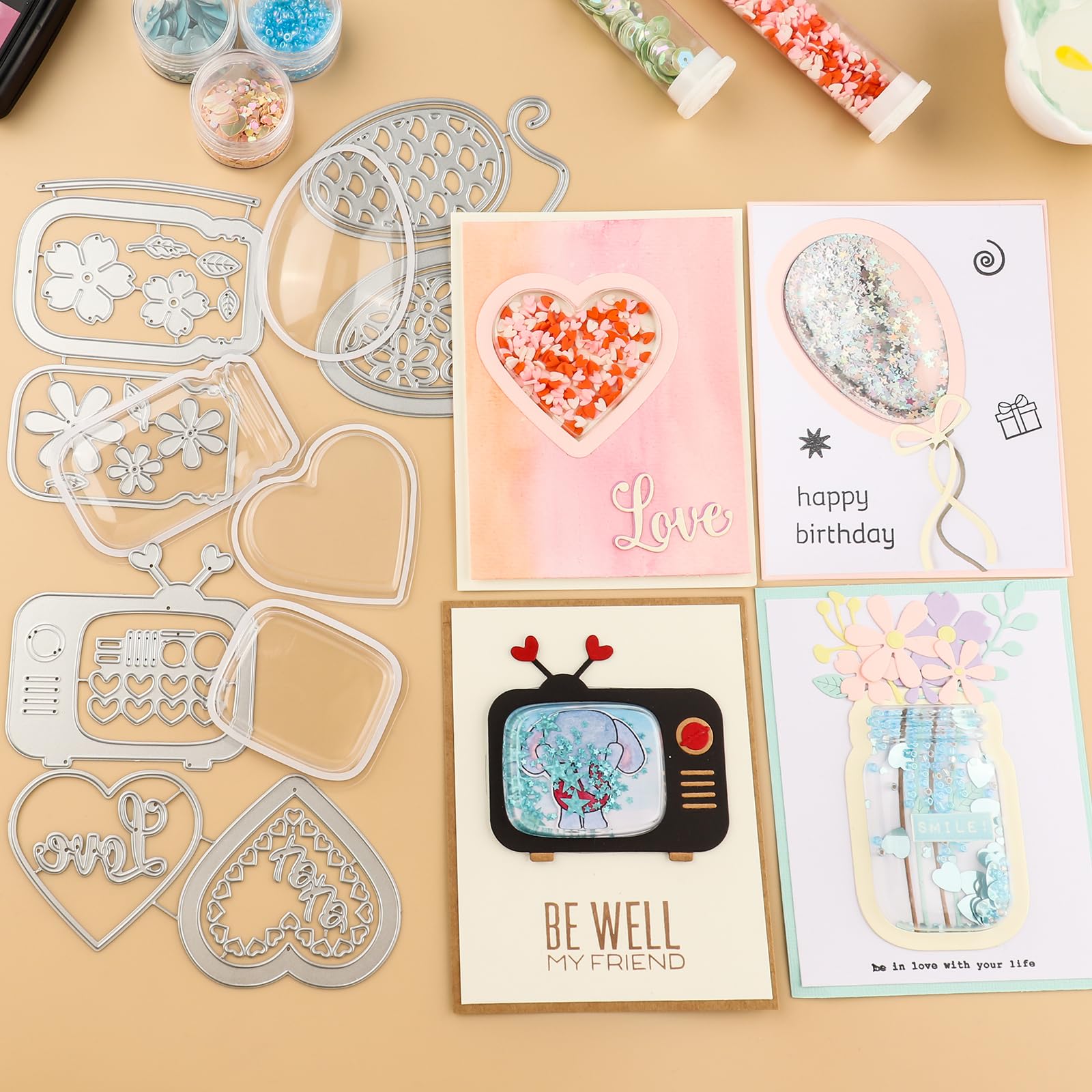 OTCRAFT 20PCS 3D Dimensional Shaker Domes For Adding Dimensions To Cards Pllastic Puffy Window Covers Card Making Handmade Crafts Clear Pouch Cover Scrapbooking Tool 2-3/8'' Diameter