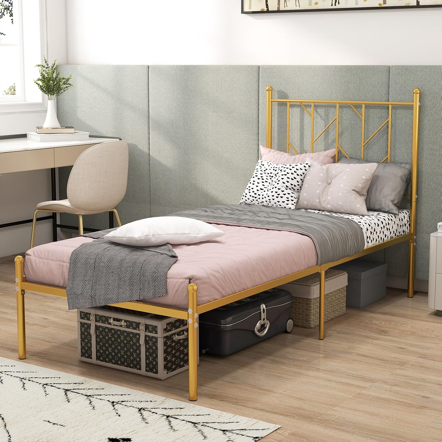 RELAX4LIFE 3FT/4FT6 Platform Bed Frame, Single/Double Slatted Mattress