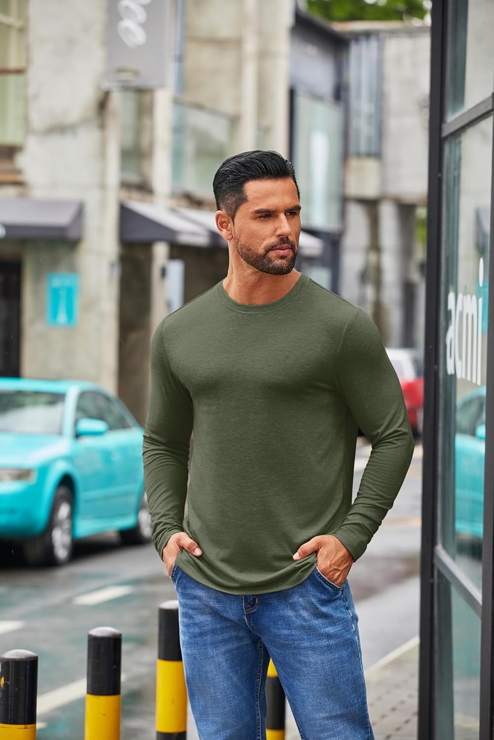 COOFANDY Men's Crew Neck T-Shirt Long Sleeve Casual Pullover Tees Soft Stretch Basic Tee Shirts - Image 6