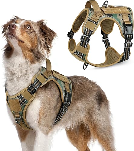 Miniatura 17 de rabbitgoo - Arnés táctico para perros grandes, chaleco de servicio militar sin tirones con asa y Molle, fácil control para entrenamiento y caminata