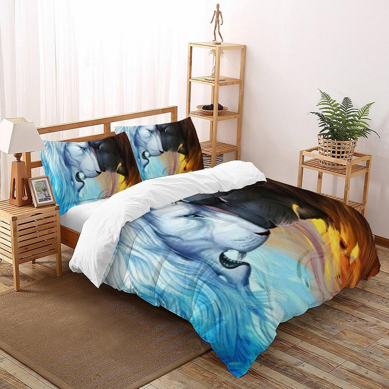 Housse de couette Animaux anti-pli microfibre 260x220cm pour grand lit sans repassage