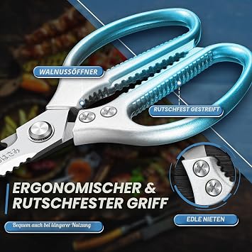 Dragon Riot Kitchen Scissors 2-Piece Blue Poultry Scissors