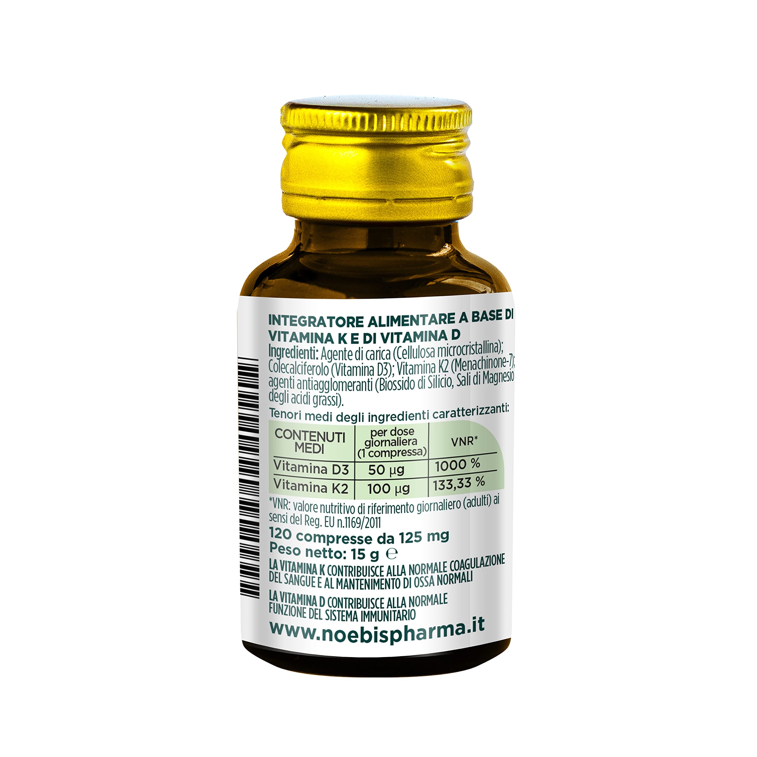 Vitamina D3 K2-120 Compresse Fornitura per 4 Mesi - Vitamin D3 2000 UI + 100 µg Vitamina K Supporto per Ossa Denti Muscoli Articolazioni Sistema Immunitario - Vit D3 e Vitamina K2 Menachinone MK7