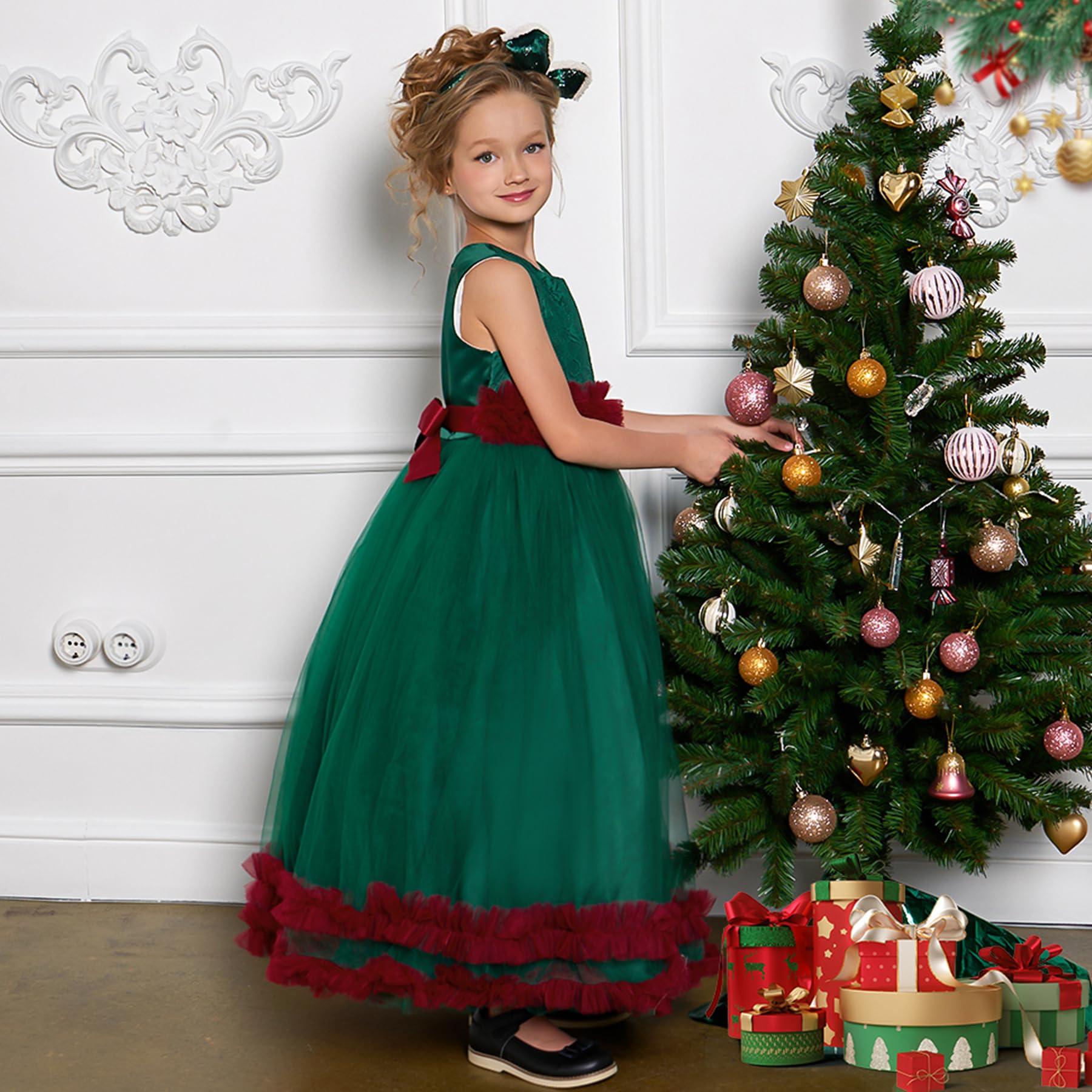 Cichic Elegante vestido largo para niñas pequeñas y grandes, para fiesta de cumpleaños, boda, desfile, graduación, graduación, 4-14 años