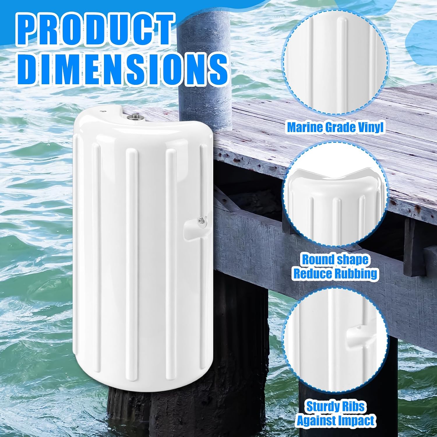 DaisyInner 2 Pack Dock Bumpers Dock Corner Bumpers Inflatable Marine Boat Fenders with Pump and Stainless Steel Mounting Hardware for Corner Edge Buoy Pontoon Protection, 15.2" x 8"