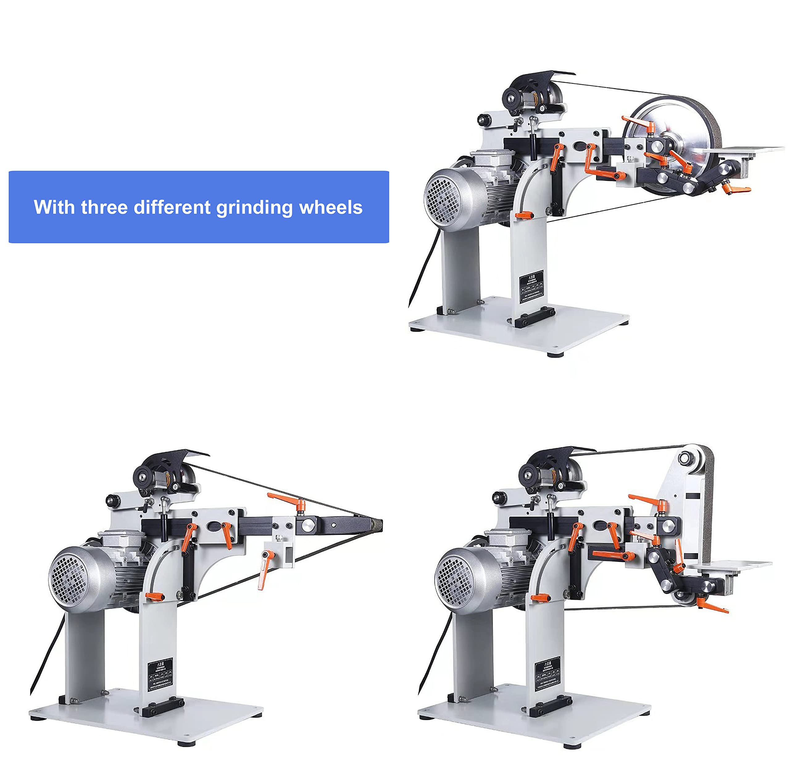 TECHTONGDA Belt Sander Grinder Variable Speed 72inch Belt for Knives Cutting Tools Wood with 3 Grinding Wheel Vertical Horizontal Type 220V