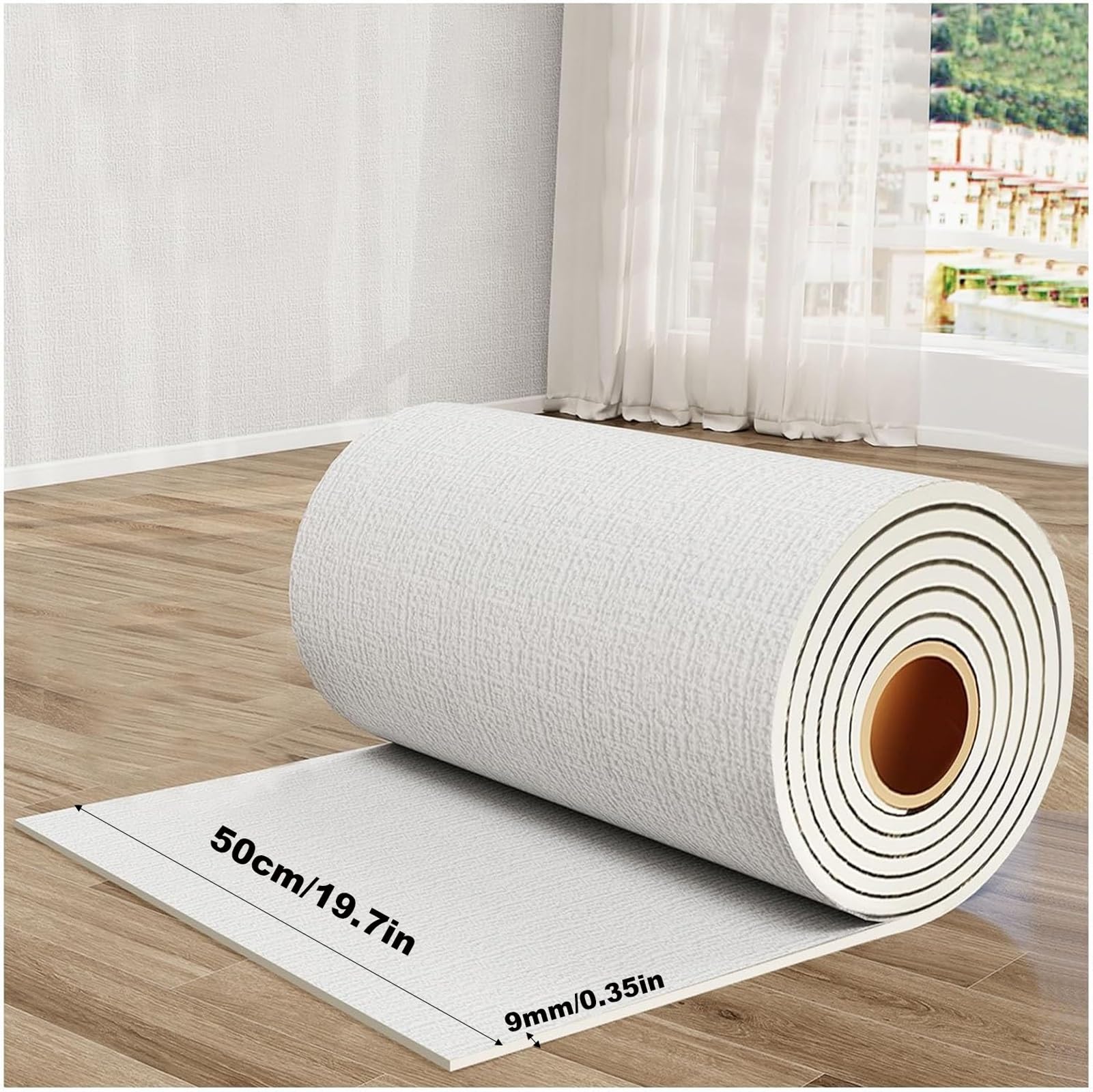 Este Panel Autoadhesivo para Pared, de 9 mm de Grosor, con Aislamiento térmico, Fabricado en IXPE, es Ideal para Paredes Irregulares o dañadas. Color Blanco, Mide 50 cm x 10 m.
