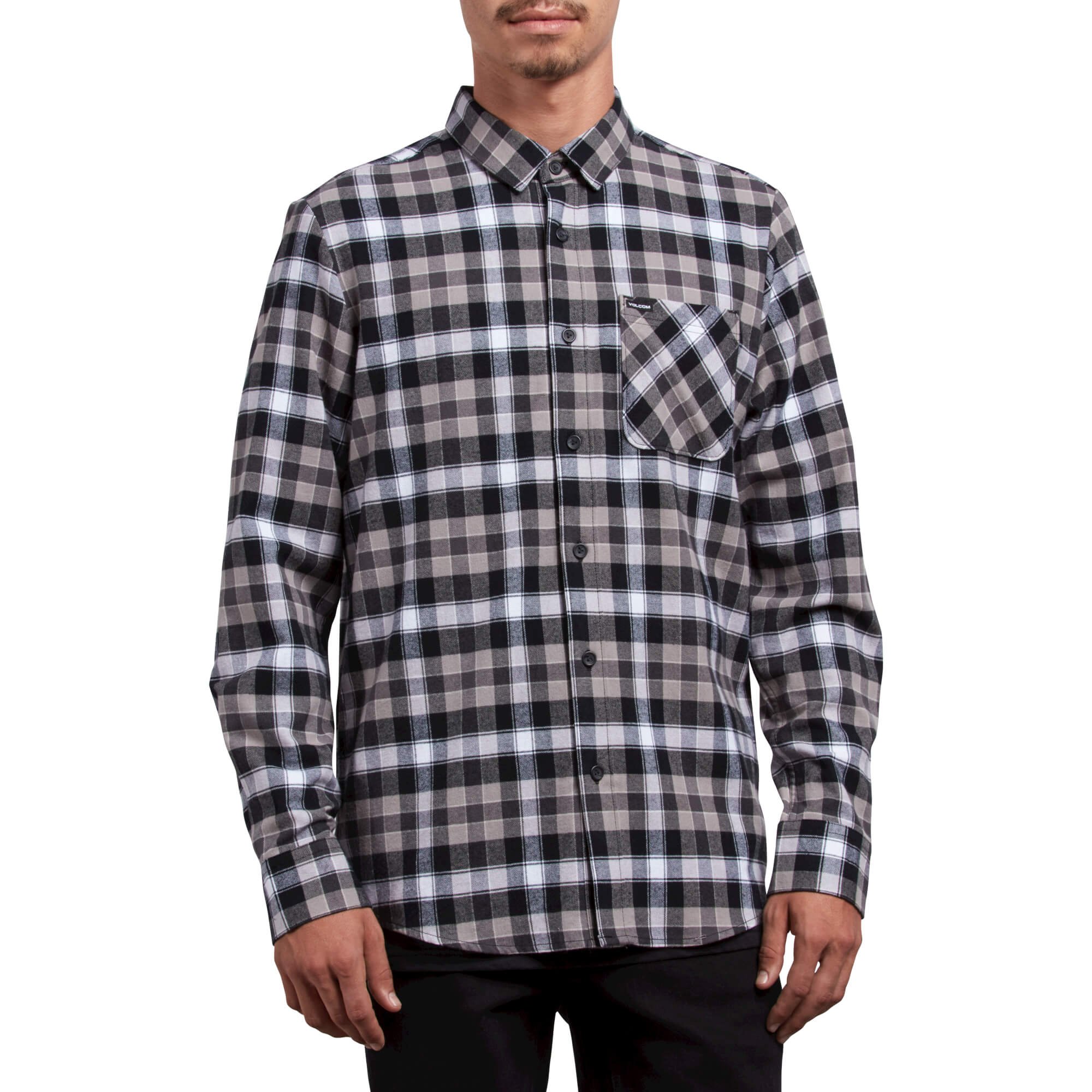 Volcom Men's Caden Plaid Long Sleeve Flannel Shirt – Button-Front, Soft Brushed Cotton