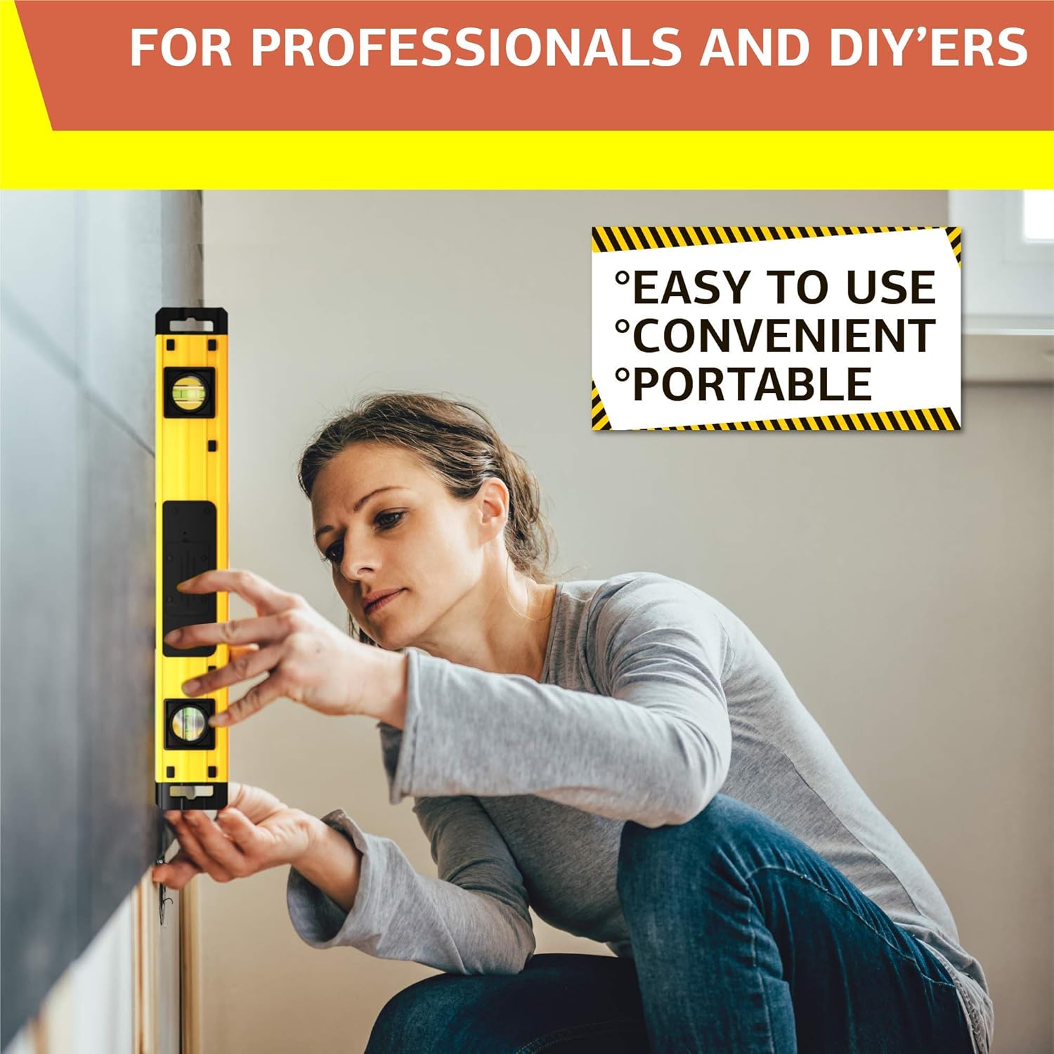 Shefio Digital Level - 18 Inch Magnetic, IP54 Dustproof and Waterproof - Protractor - Includes Batteries and Carrying Case