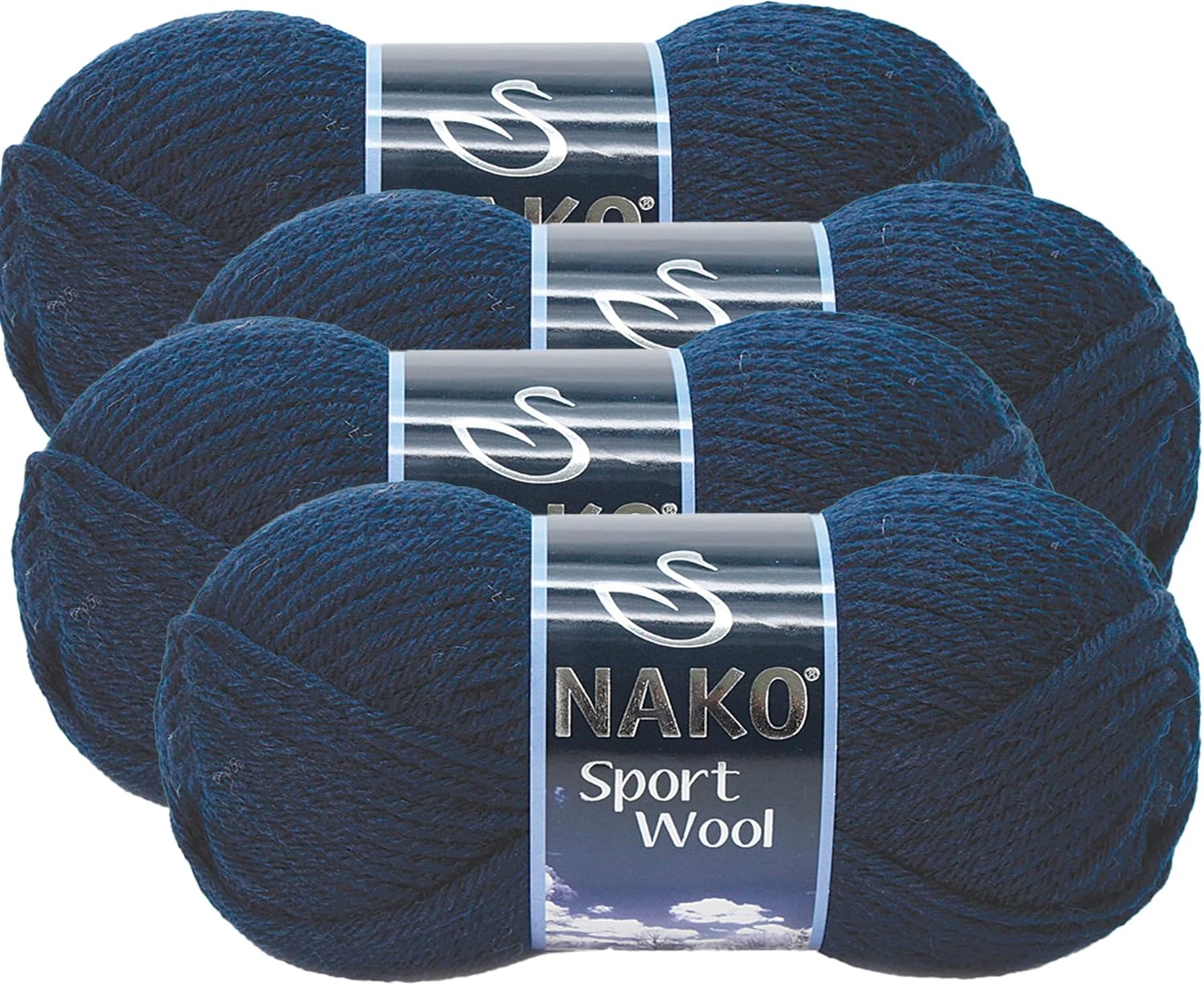 Nako Sport Wool,Wool Knitting Yarn,(4Balls) Each Skein(Ball) 3.53 Oz (100g),You can use it for Knitting Scarves, Berets, Cardigans and Similar (Light Grey 195)