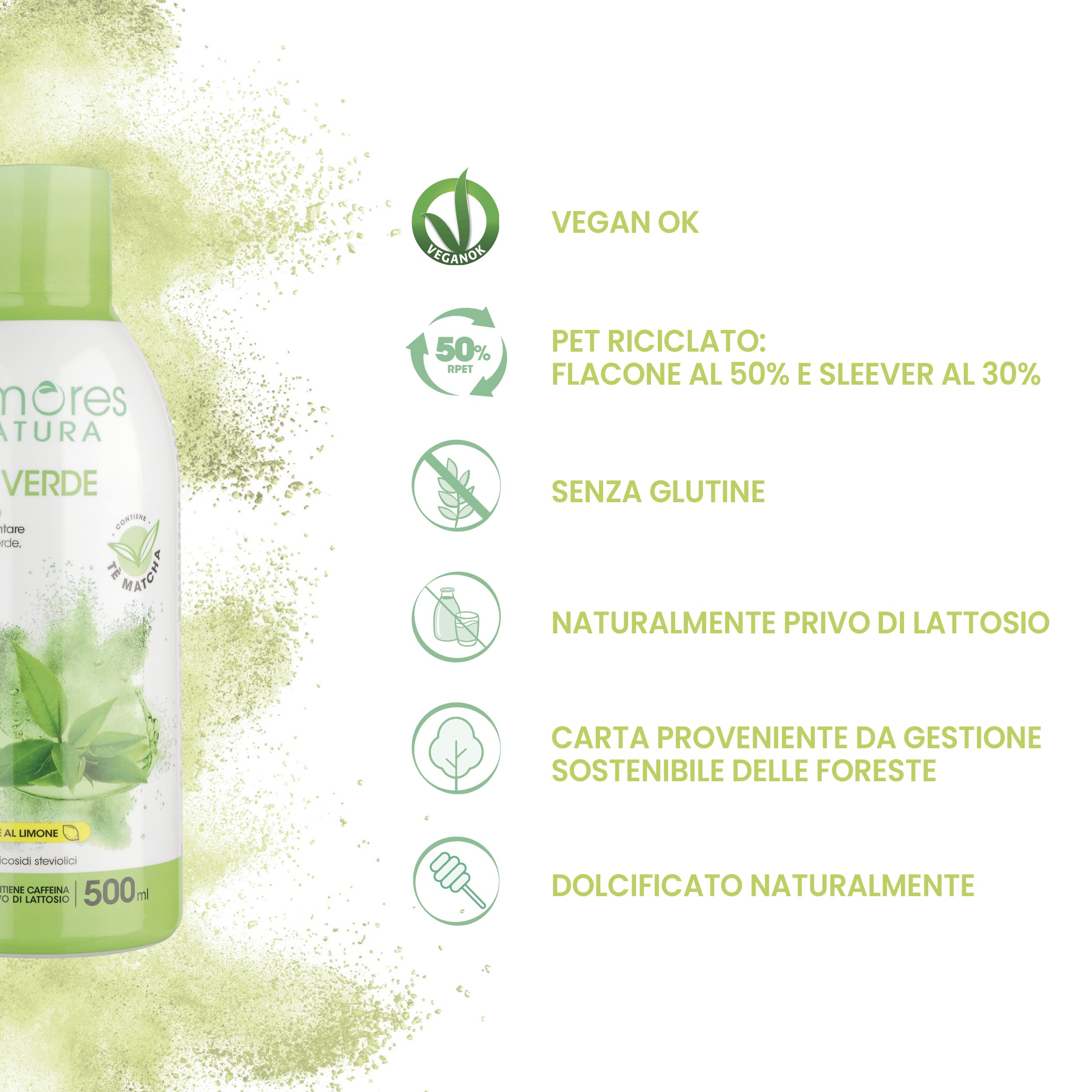 Armores Natura Integratore Alimentare, Caffè Verde, a Base di Caffè Verde, Betulla, Tarassaco e Ananas, con Tè Matcha, Vegano, Senza Glutine e Lattosia, Flacone 500ml