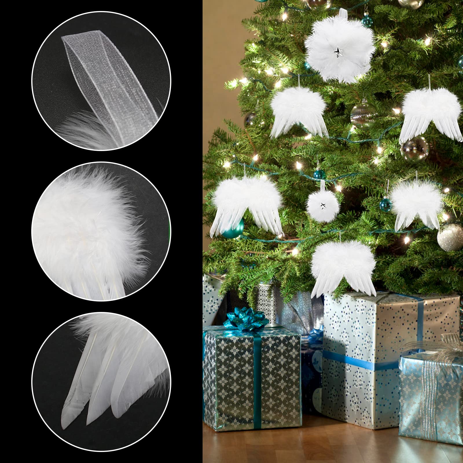 CD-Ailes D'ange, Blanc De Noël Décorations Fantasy Angel Blanc Aile De Plume Ornement