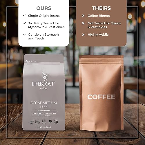 Miniatura 3 de Lifeboost Café descafeinado – Café orgánico descafeinado de origen único USDA – Granos de café de comercio justo probados por terceros para