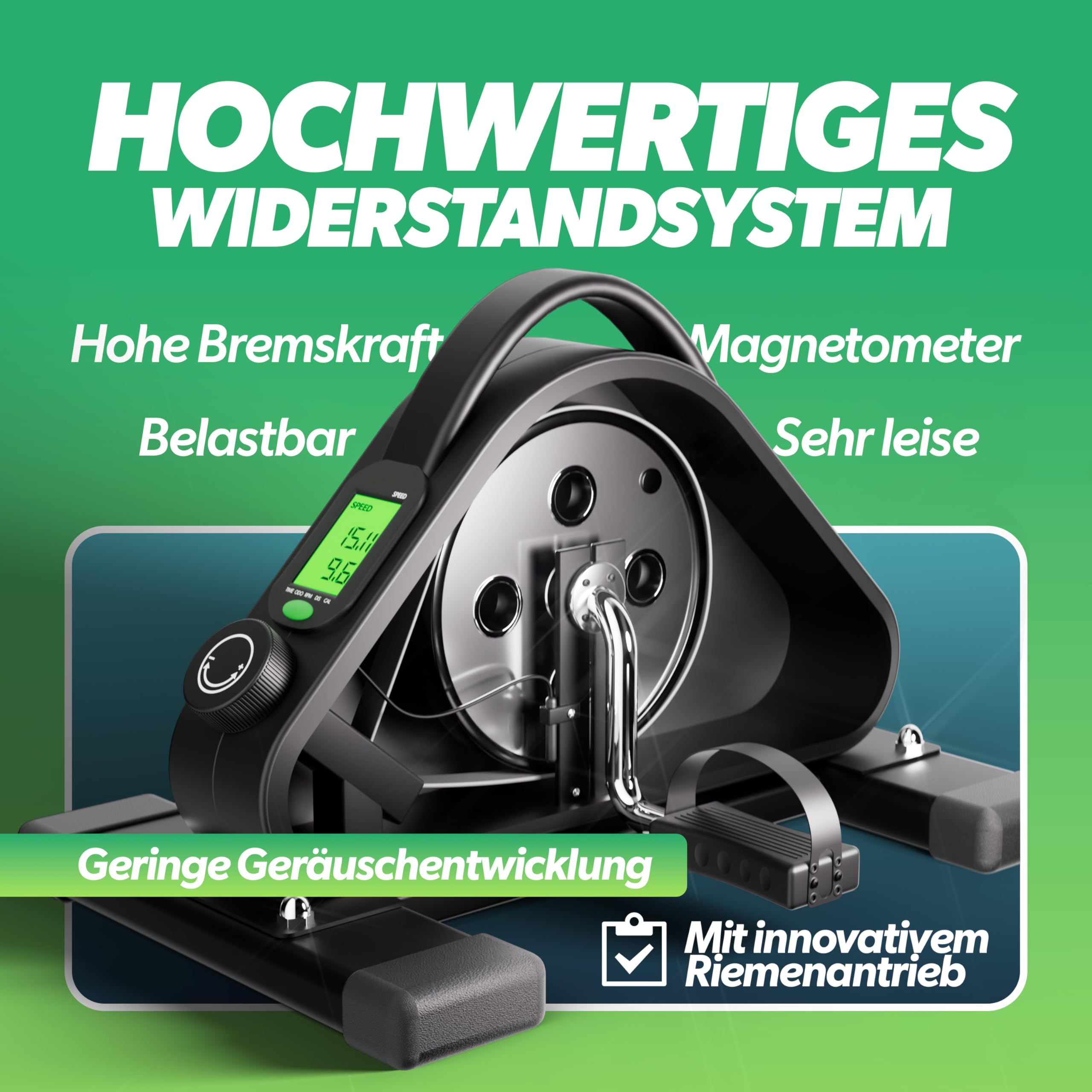 STEHMEYER® Pedaltrainer für Senioren Mini Heimtrainer Tischfahrrad | extra leiser & gelenkschonender Arm & Beintrainer mit Befestigungsband | Deskbike mit LCD-Display für Zuhause, Büro & Reha