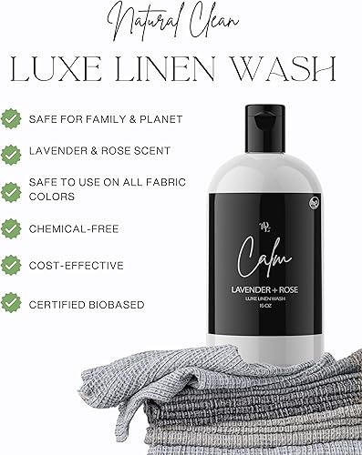 Miniatura 2 de Home"CALM"" Luxe Linen & Delicates Wash, detergente líquido natural para ropa, aroma a lavanda y rosa (paquete de 1) (16 onzas líquidas)