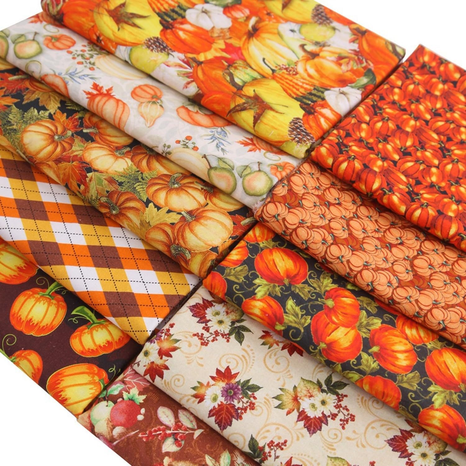 10 sztuk tkanin patchworkowych na Święto Dziękczynienia, 100% bawełna, materiały do szycia, wzór słonecznika, gruby kwart, jesienny materiał bawełniany, DIY, materiały do szycia, do