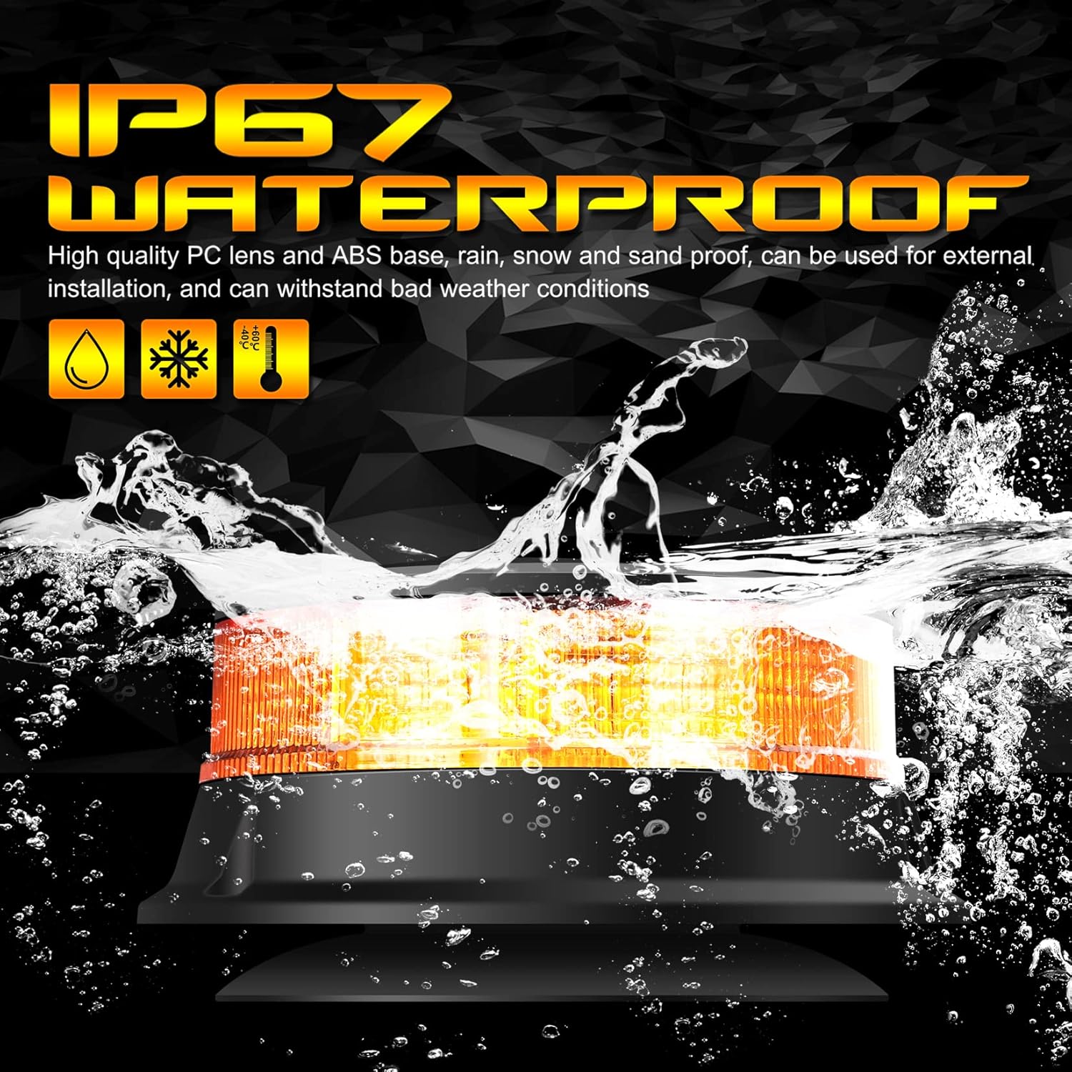 DAYSEN LED Amber Beacon Light, 4.2" Flashing Emergency Strobe Lights, Magnetic Mount 360 °Rotating Rooftop Safety Warning Light for Trucks Tractors Golf Carts UTV & ATV Cars(Magnetic)