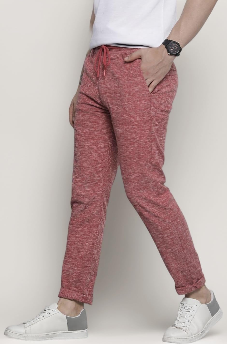 Men Slim Fit Solid Mid-Rise Jogger Trousers