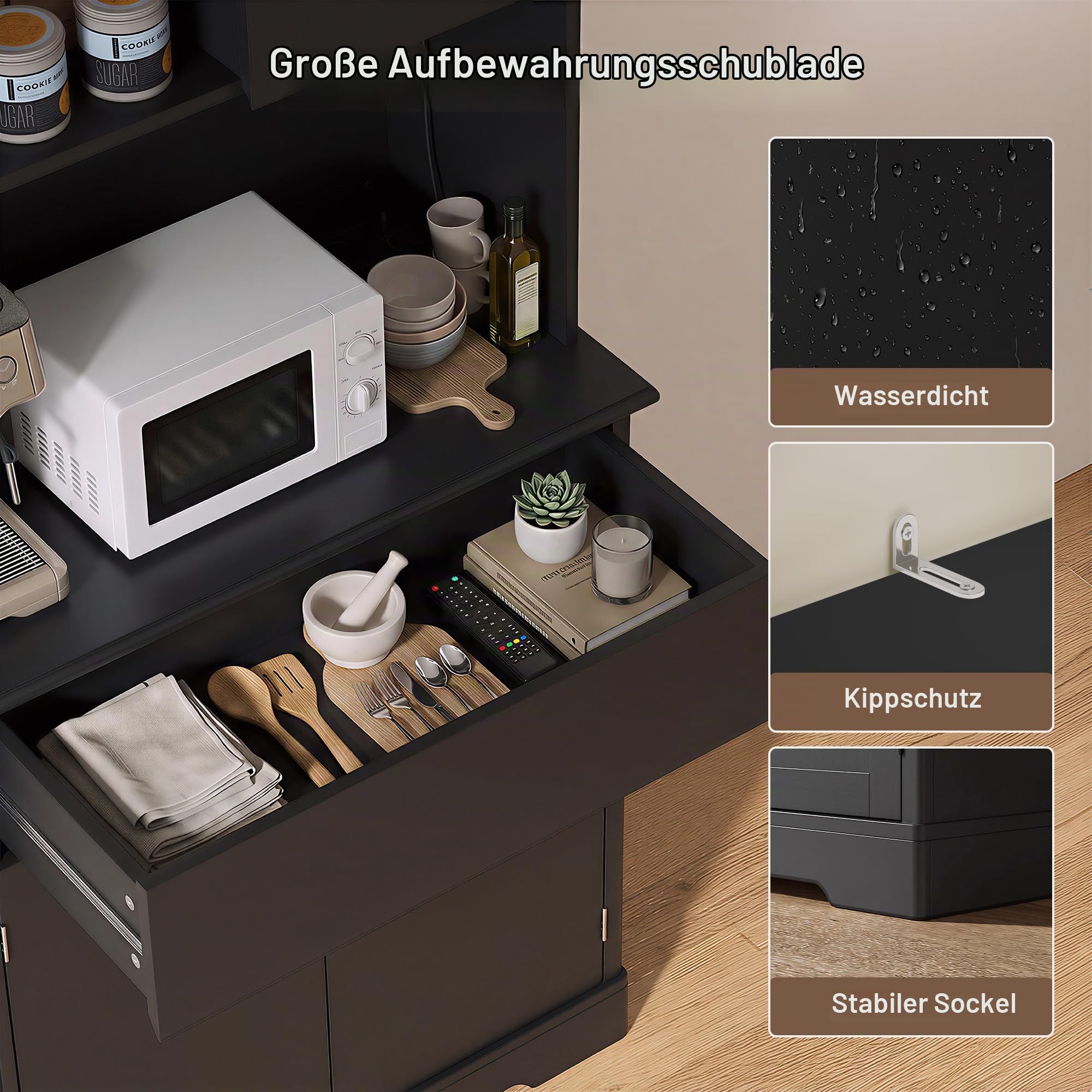 Xbro Küchenschrank,Buffetschrank mit Stauraum,100 x 40 x 172 cm
