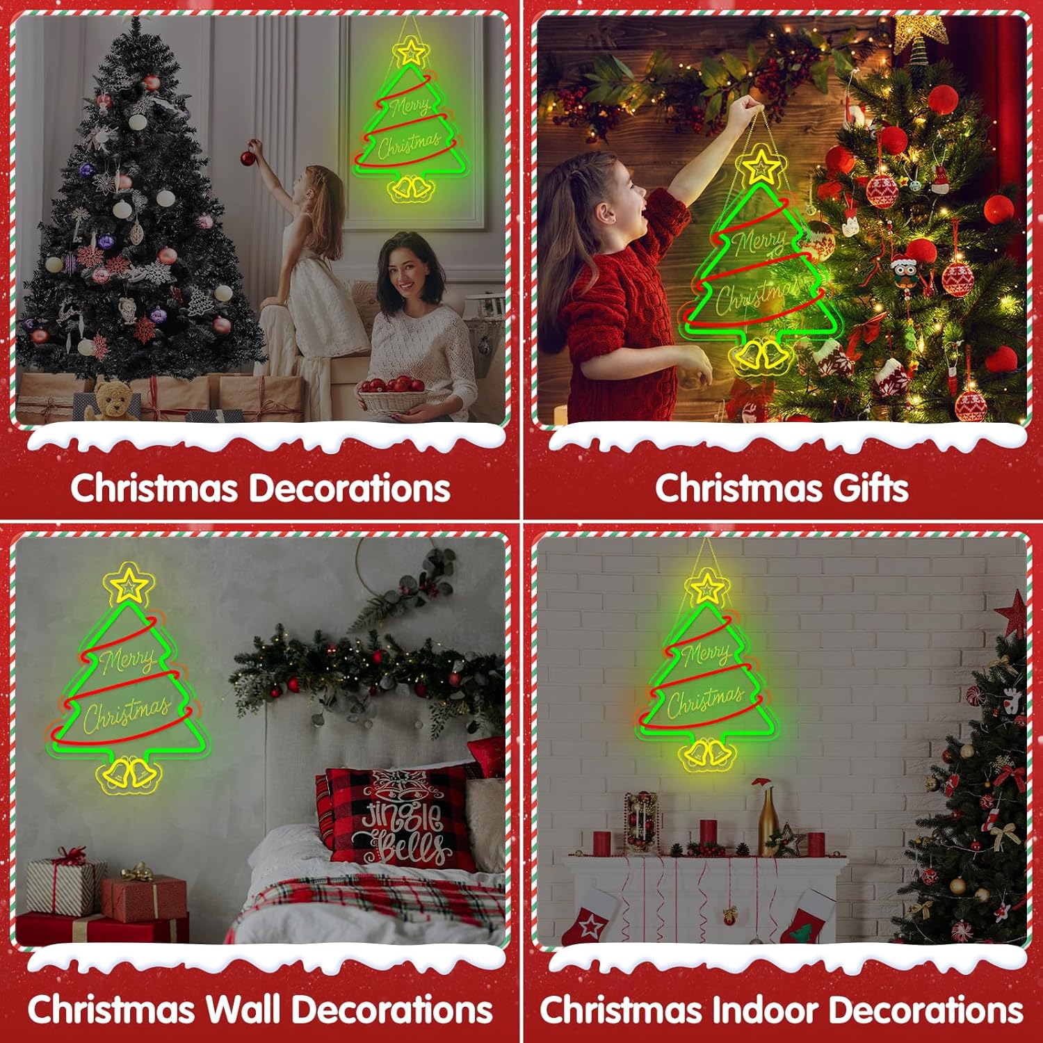 Christmas Tree Neon Signs, 16.9" x 12.1" Acrylic LED Neon Sign for Window Lights Bedroom Living Room Home Decorations - Image 6