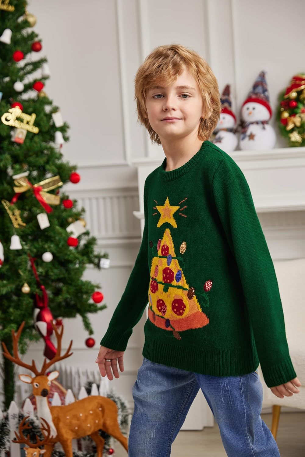 LUBOT 2026 New Kids Christmas Sweater Boys' Girls’and Toddler Long Sleeve Wintertime and Holiday Parties Knitted Sweater