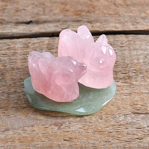 Miniatura 2 de YGLINE Figura de cuarzo rosa natural con patos mandarinas, Feng Shui, pájaros amorosos en hoja de loto para amor y romance