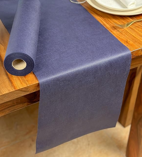NATUARTE, Granatowy bieżnik stołowy, rolka filcowa 25 metrów x 30 cm, dekoracja stołu, tkanina do dekoracji ślubnej, chrzciny, komunia, urodziny, tkanina rękodzielnicza, kolor granatowy