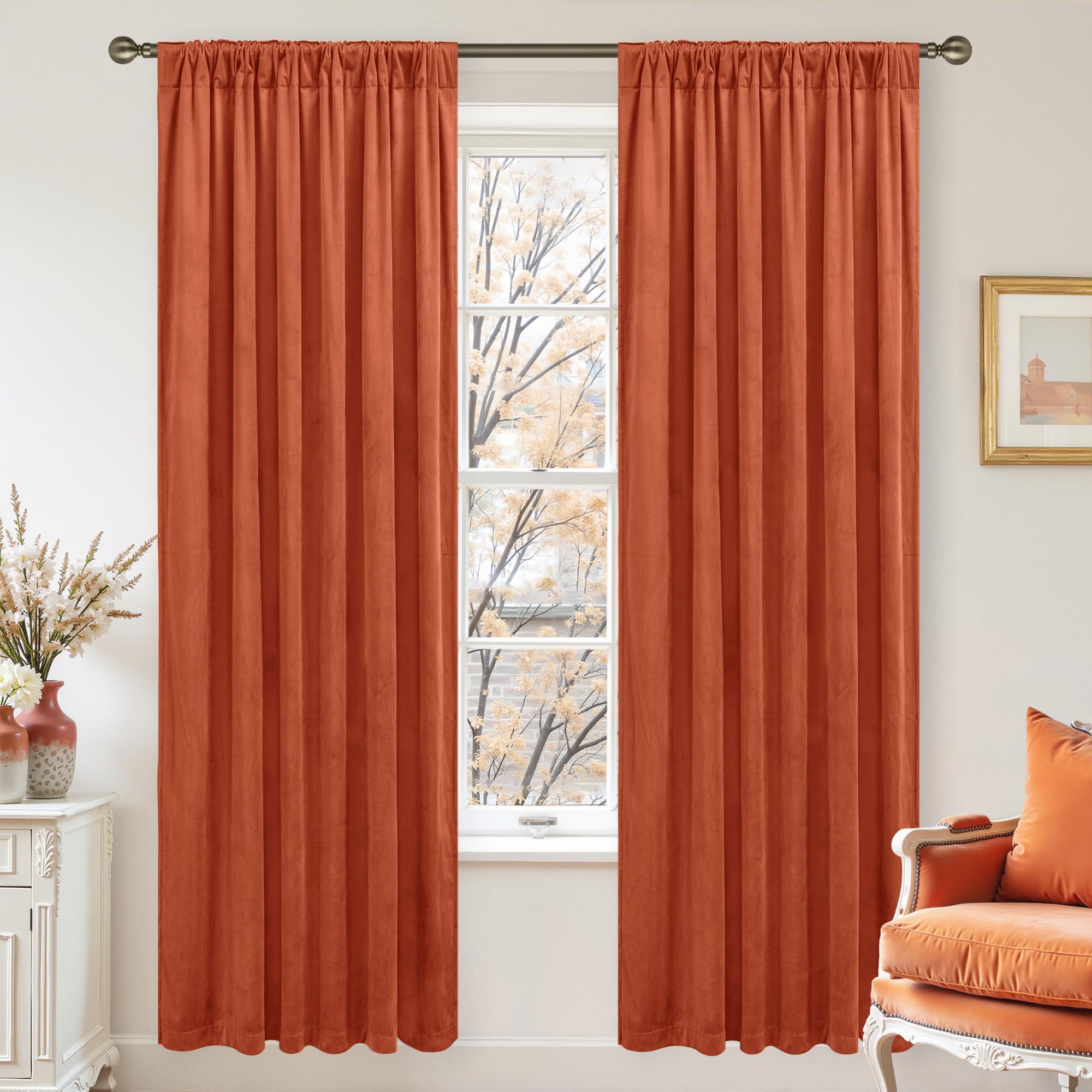 Amazon.co.jp: LAMIT テラコッタ ベルベット カーテン 80インチ 寝室用