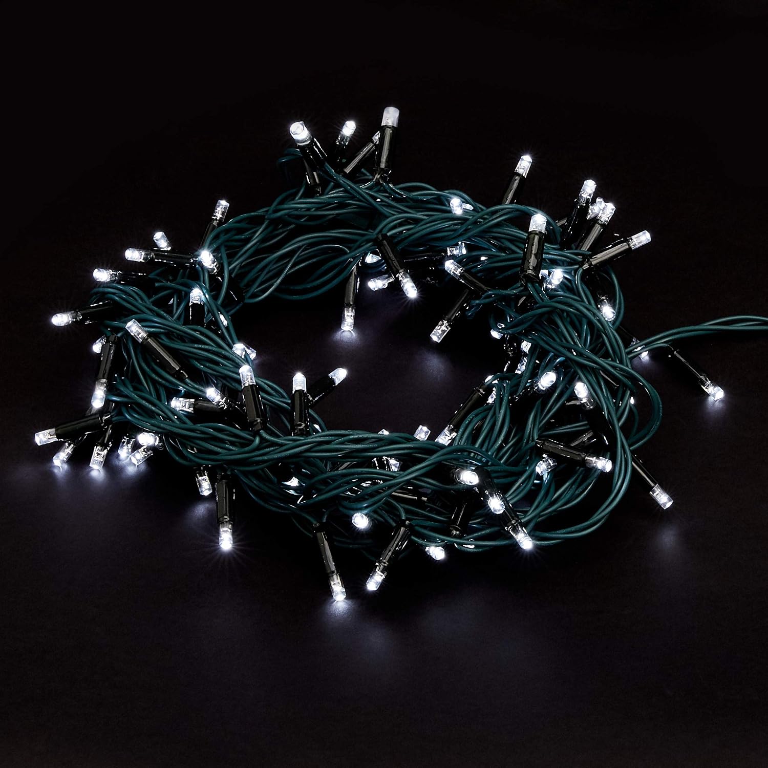 Amazon Basics 100 LED Commercial Grade Outdoor Christmas String Lights - Green Rope, Bright White LED, 33-Foot, 4-Pack