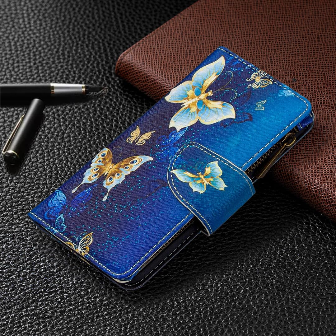Generic etui kompatybilne z Samsung Galaxy A42 (5G (kolor: drzewo) trwały wzór skórzany portfel magnetyczne etui z klapką na zamek błyskawiczny przegródki na karty