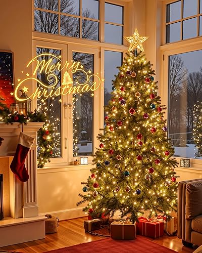 Miniatura 5 de Decoración para árbol de Navidad, estrella 3D con purpurina plateada, diseño hueco de metal, 10 lámparas integradas para interiores, oficina