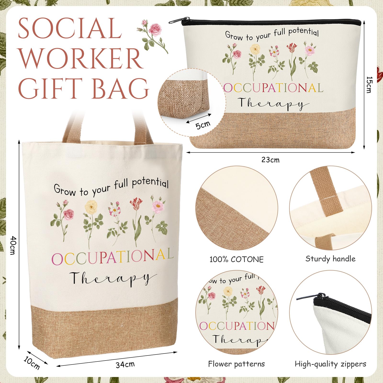 Motipuns 5 Pcs Appreciation Gifts Set Women Occupational Therapists Speech Language Pathologists Social Workers Tote Gift(Occupational Therapy)