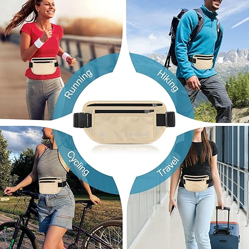 Miniatura 8 de travel inspira Cinturón de dinero de viaje con soporte delgado antirrobo para pasaporte con bloqueo RFID para viajes, cartera de viaje oculta debajo