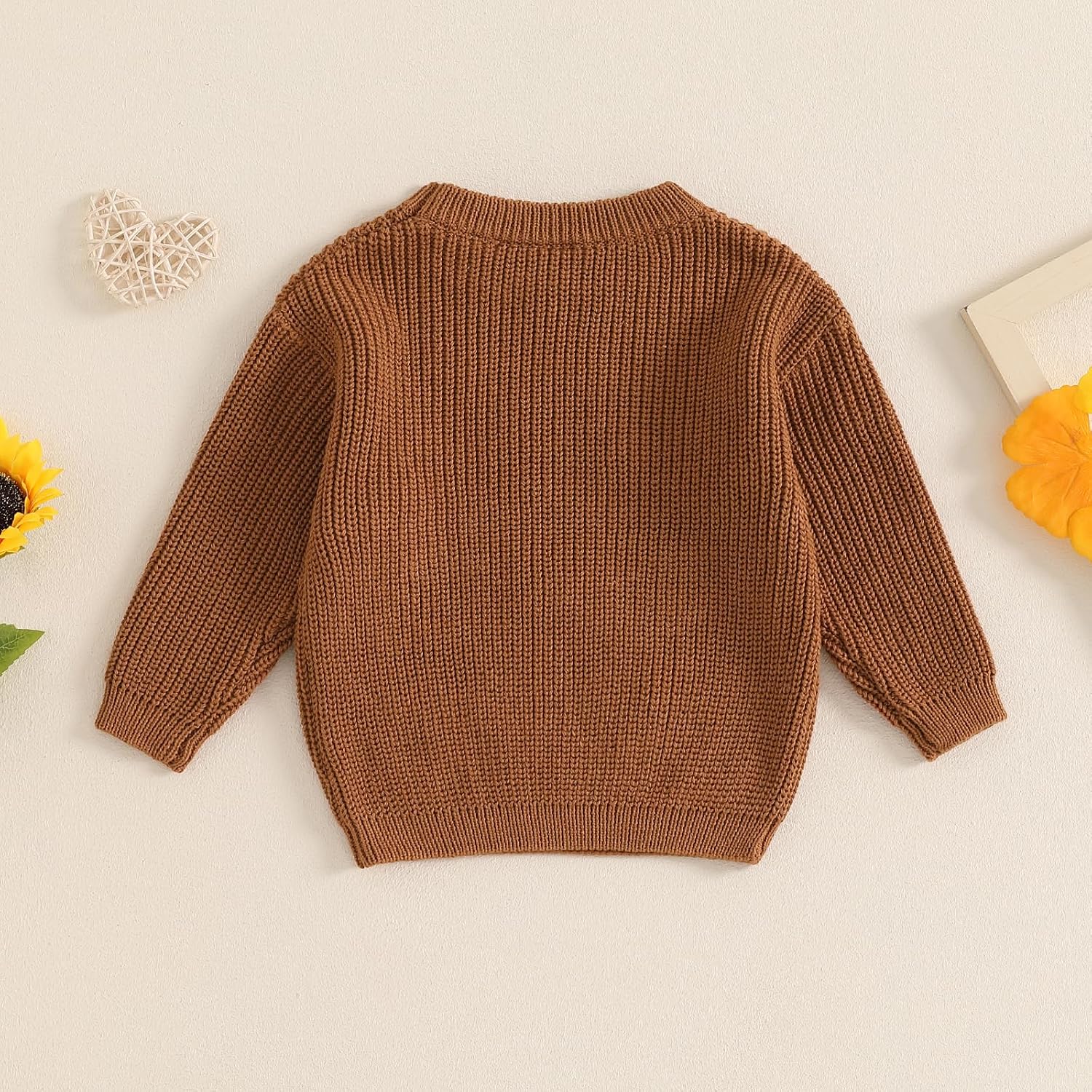 Toddler Baby Girl Long Sleeve Knit Sweater Color Floral Embroidery Round Neck Pullover Fall Winter Warm Tops Clothes