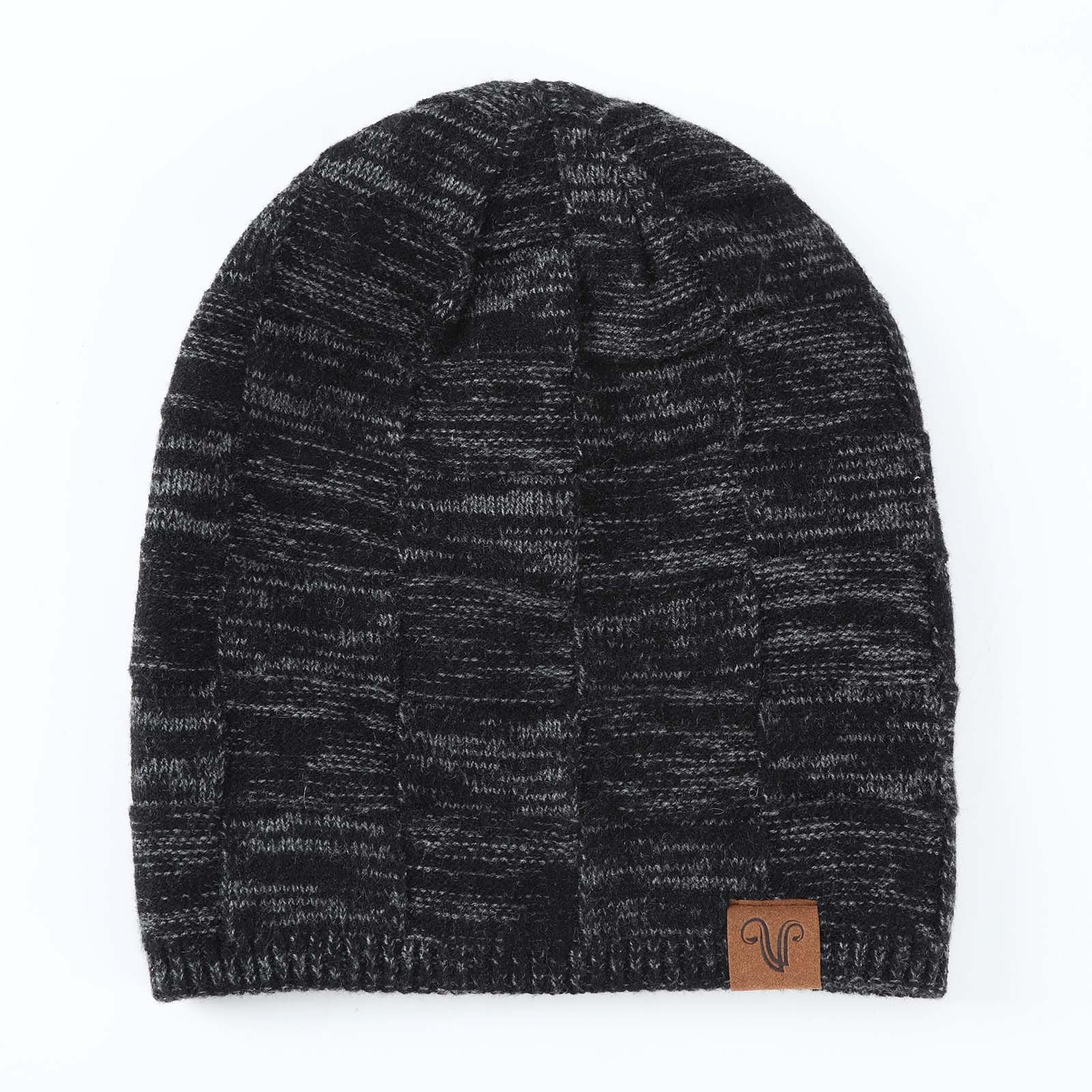 Gorro de invierno de lana con forro de satén para mujeres y hombres, gorro holgado con forro de seda, gorro de punto cálido unisex