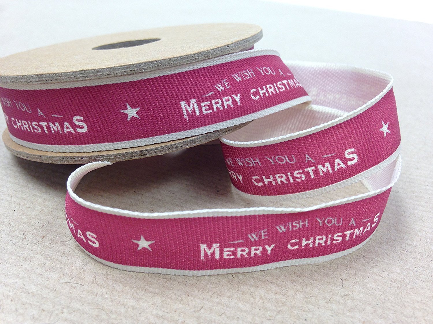 East Of India Red 3M Christmas Ribbon - We Wish You Merry Christmas