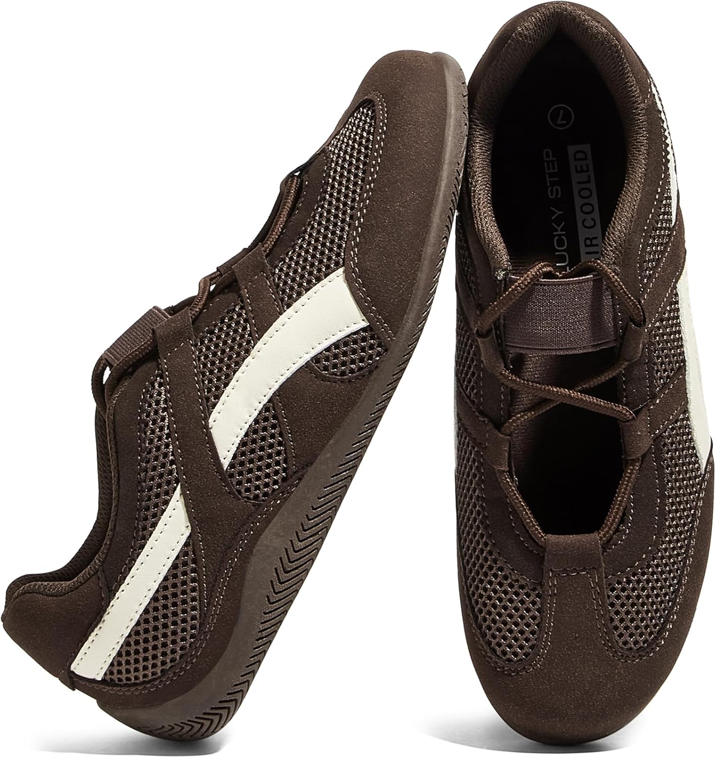 LUCKY STEP Women's Retro Casual Fashion Sneakers - Classic Thin Sole Walking Shoes - Lightweight Running Tennis Trainer Shoe - Non Slip Work Footwear