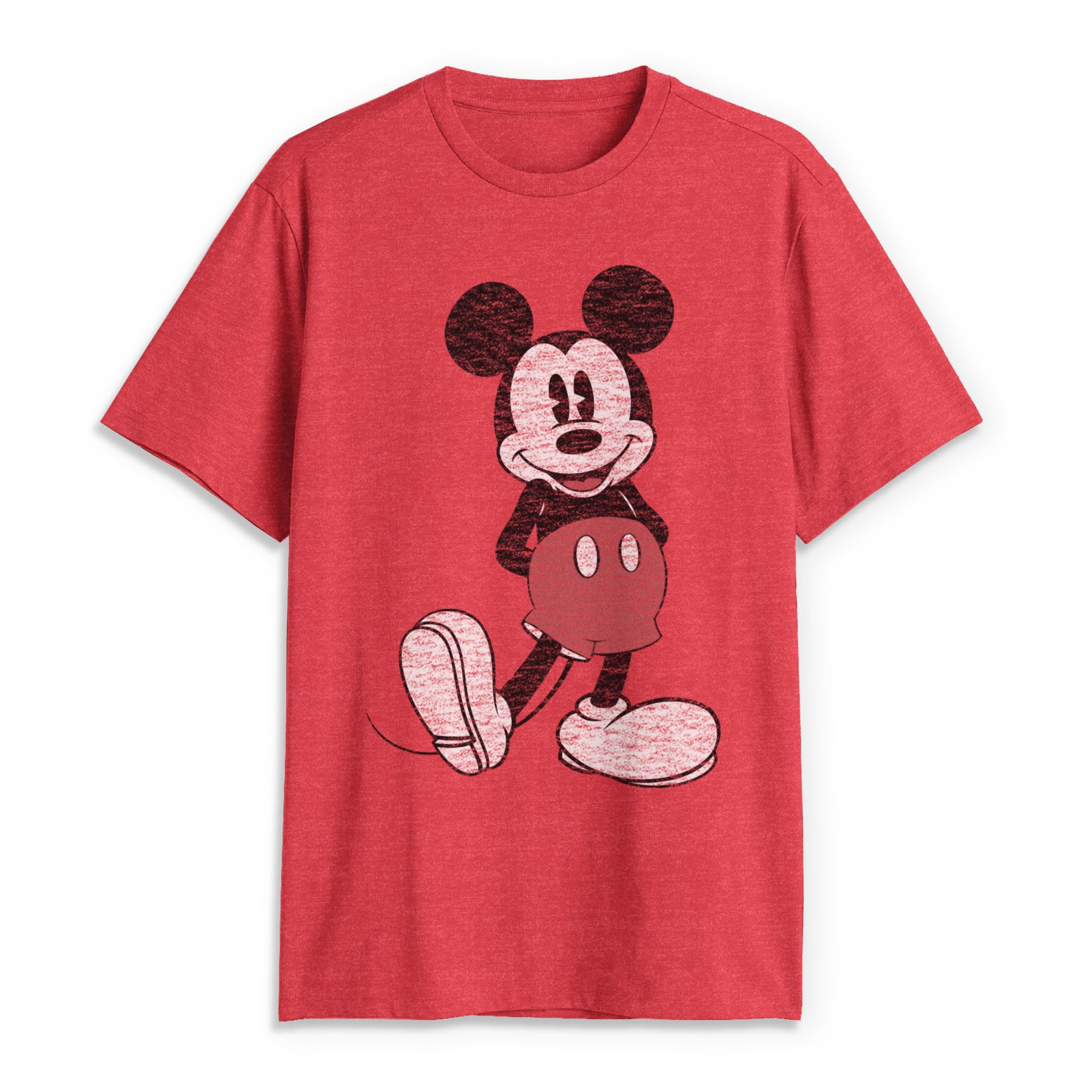 Disney Men's Full Size Mickey Mouse Distressed Look T-Shirt, Red Heather, XXXL