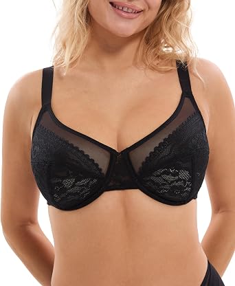 Minimizer Bras for Women Full Coverage Lace Unlined Bra with Underwire Support for Heavy Breast