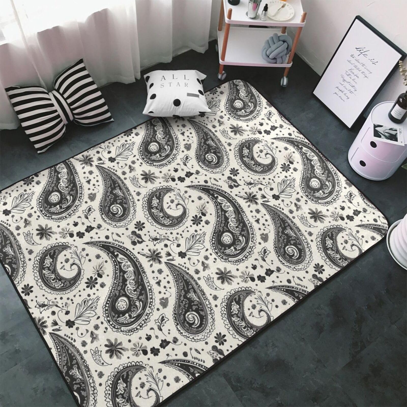 Tapis de chambre lavable résistant aux taches pour salon et salle à manger