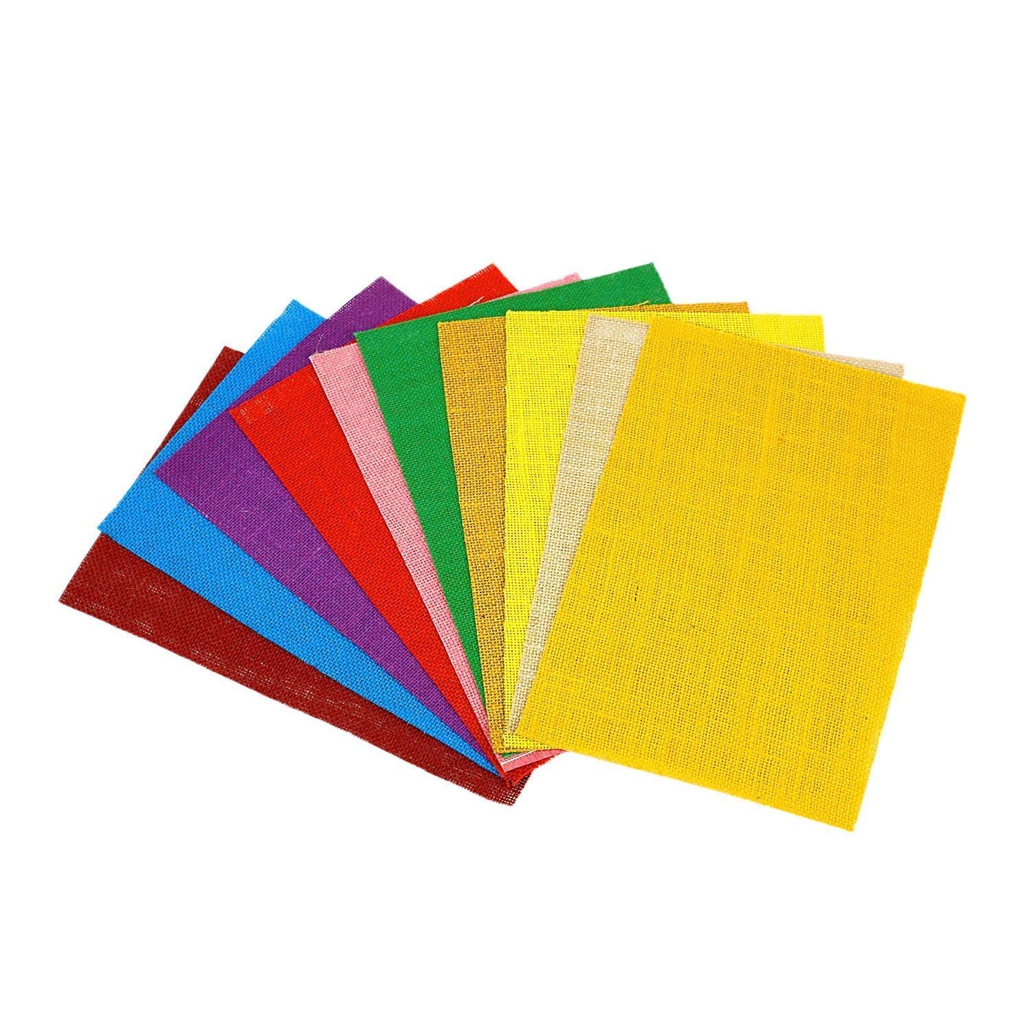 PaarootsCrafts A4 Jute/Burlap Sheets DIY Art And Craft Paper (Multicolour), Set of 10 Perfect For Card Making And Scrapbooking