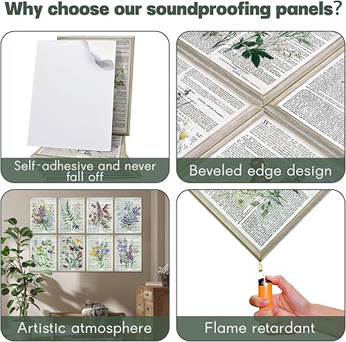 Miniatura 5 de Paquete de 8 paneles acústicos artísticos, paneles de pared insonorizados de 48 x 32 pulgadas, paneles decorativos de absorción de sonido con